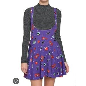 Disney Hot Topic 3X Plus Size Villain Evil Queen Overall Suspenders Skirt Purple